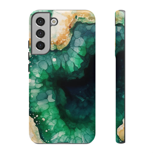 Green Geode in Watercolor - Impact Resistant Phone Case Samsung Galaxy S22 Plus Glossy